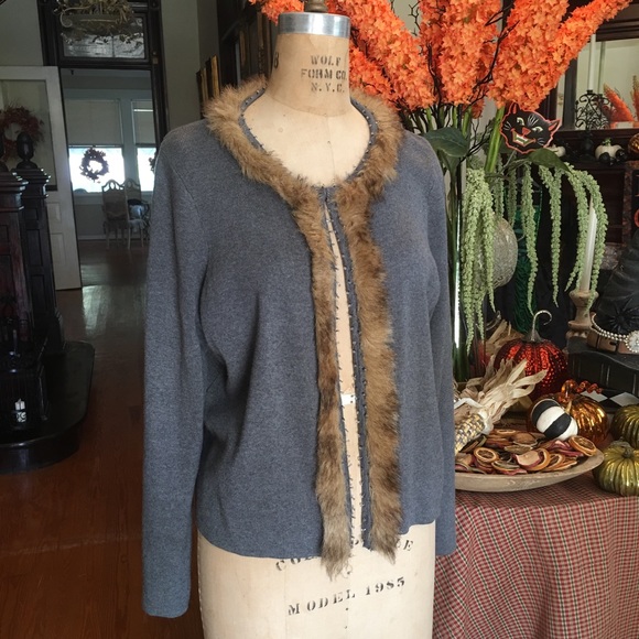 Chico's Sweaters - Chico’s Fur Cardigan. Size 10. EUC LIKE NEW!